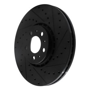 Volvo XC90 Brake Rotor (1) - Front Right - R1 Concepts - Drilled & Slotted - Black - `03-`14